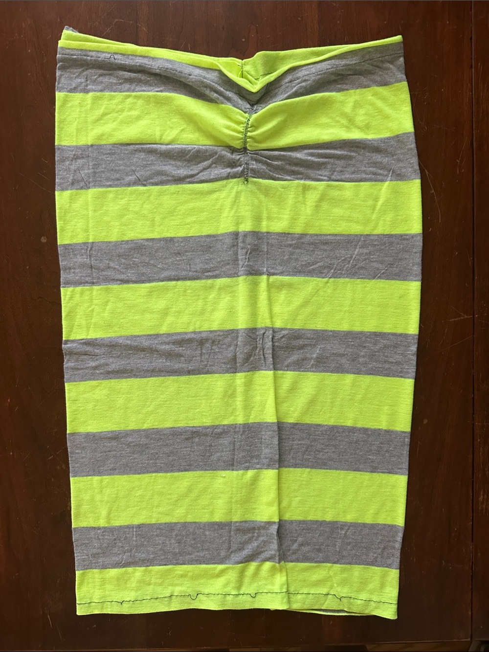 Neon Yellow and Gray Striped Tube Top Dress